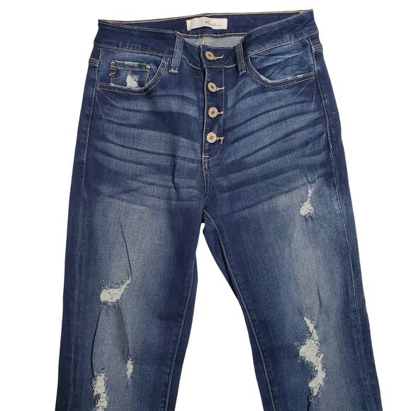 Kancan Chelsea High Rise Super Skinny Jeans Dark Wash Distressed Size 9/28 - Picture 6 of 12